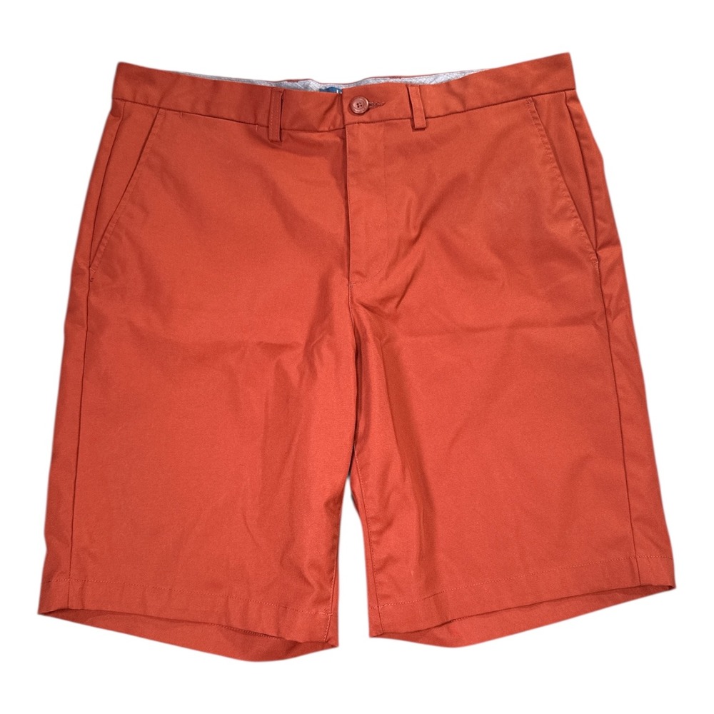 George Mens Red Orange‎ Flat Front Chino Shorts Size 34 Casual Summer Cotton